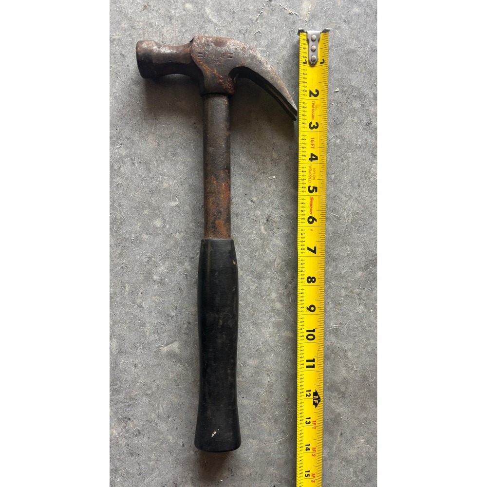 Vintage Dunlap USA 16oz Claw Hammer‎ 3804-16oz Steel Handle Rubber Grip 13 Inch